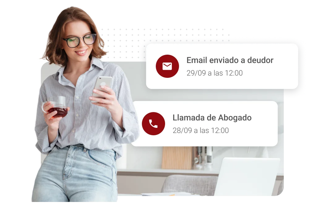 Seguimiento del expediente en RedClaimer: email enviado al deudor y llamada del abogado